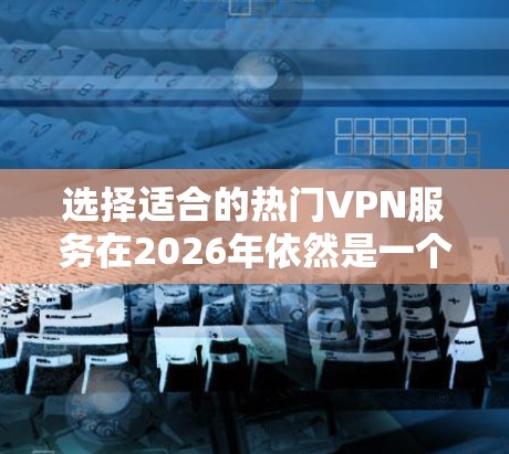 选择适合的热门VPN服务在2026年依然是一个关键的决定，尤其是在复杂的网络环境中。以下是一个综合考虑的选择指南